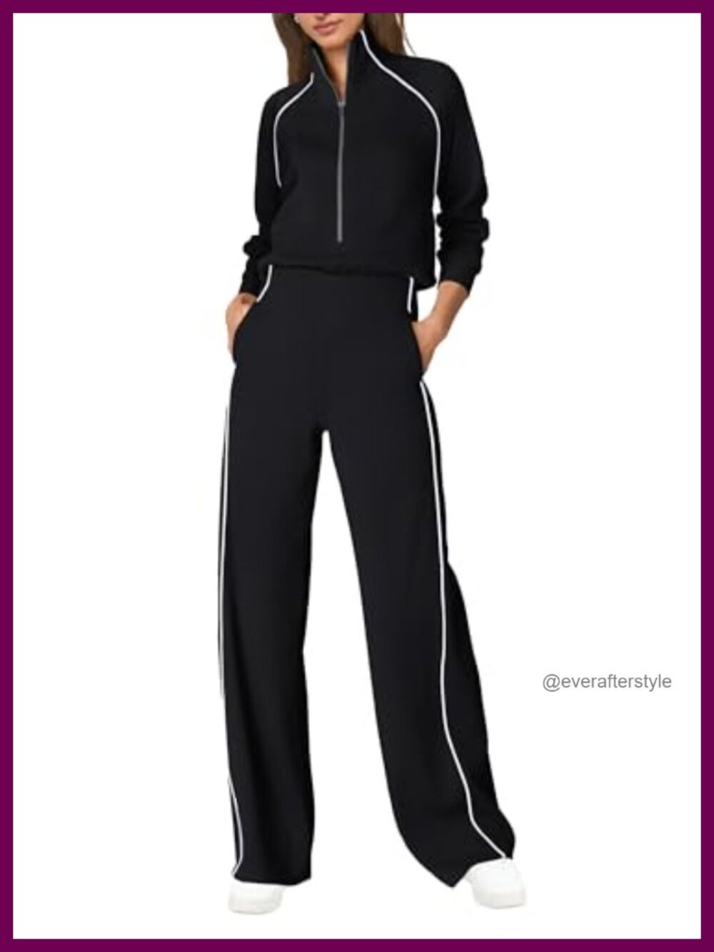 Women's Casual Long Sleeve Jumpsuit with Zipper and Pockets